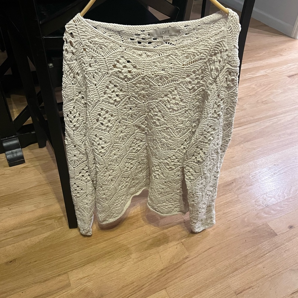 LOFT White Lace Knit Sweater